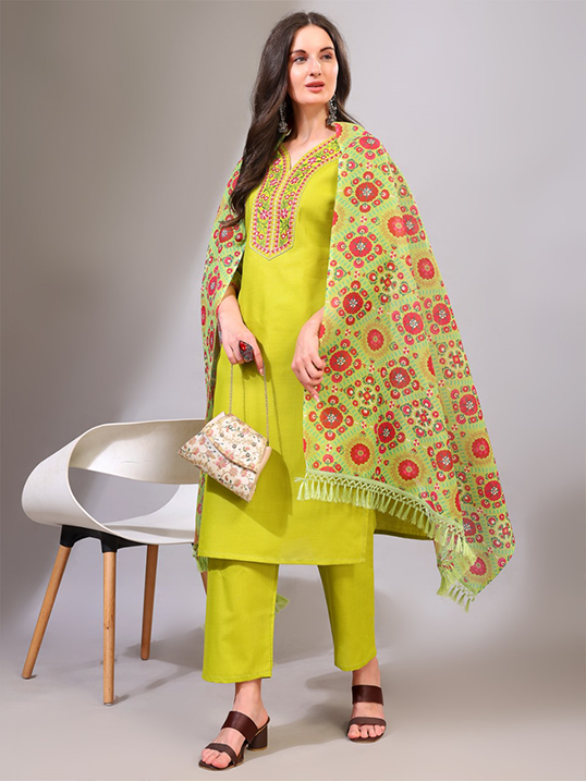 Pure Cotton Kurta Set With Dupatta